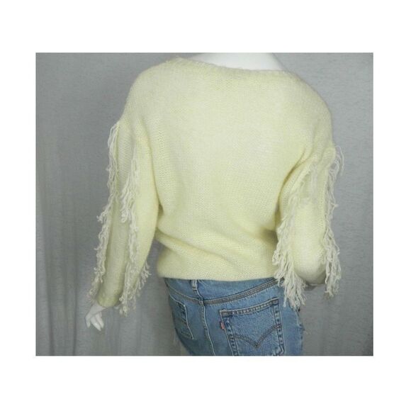 Line &‎ Dot Sweater Ivory Fringe Crew Neck Pullover Sweater  Size M/L - Picture 5 of 8